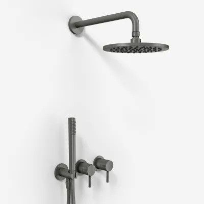 Semplice SBR801 S05 - Rain DeLuxe Ø20 cm, Wand, PVD Matt Gun Metal