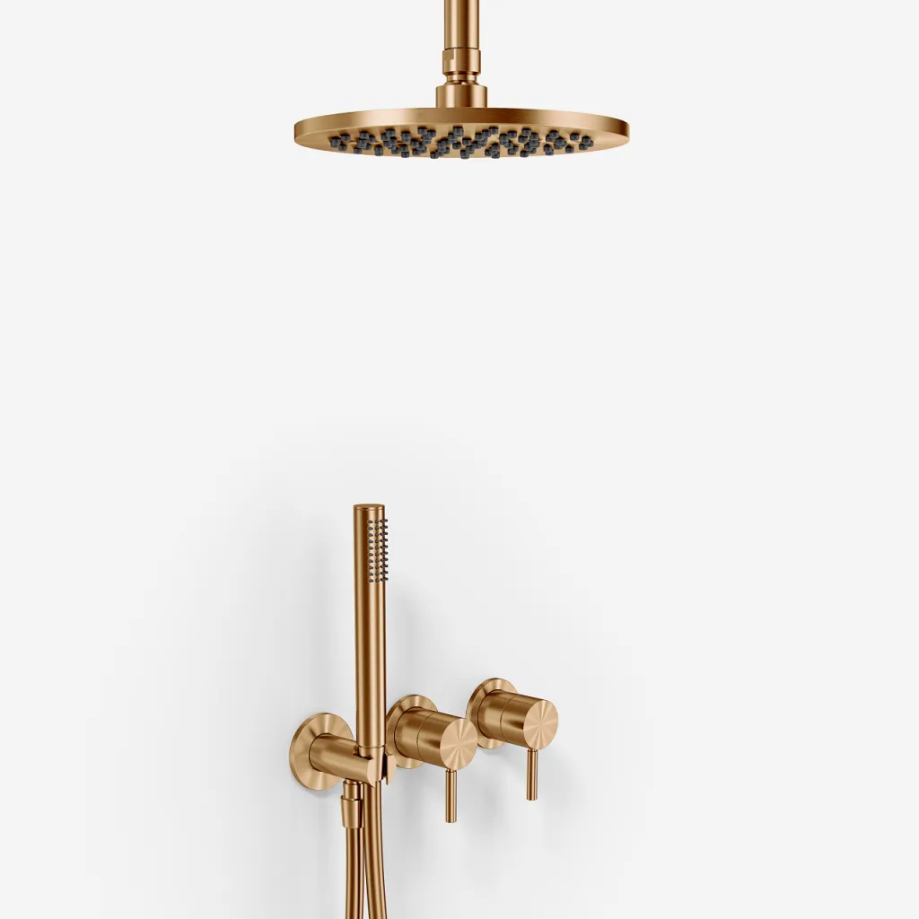 Semplice SBR801 S08 - Duschset, Ø20 cm, Decke, PVD gebürstetes Kupfer
