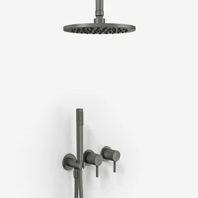 Semplice SBR801 S08 - Duschset, Ø20 cm, Decke, PVD Matt Gun Metal
