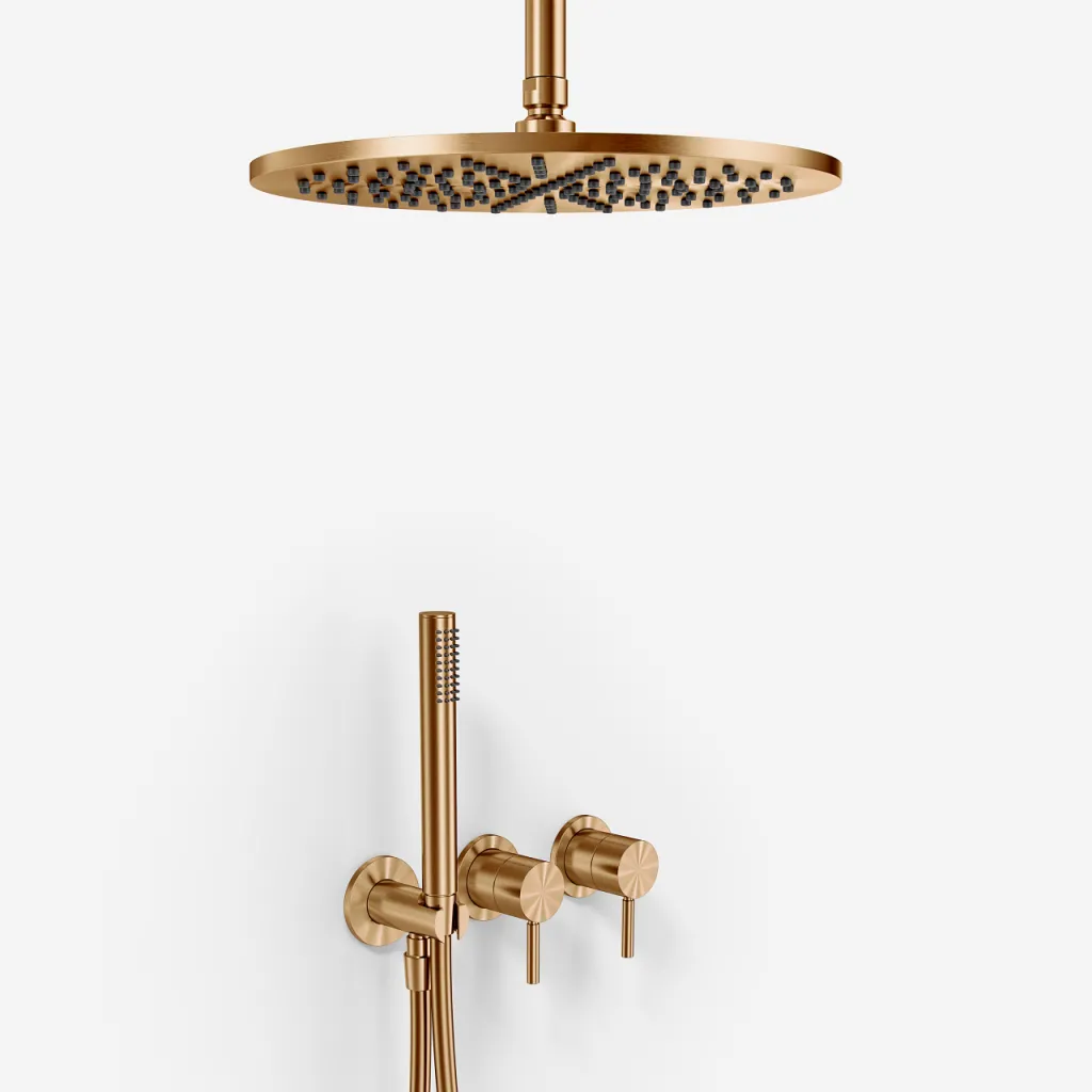 Semplice SBR801 S10 - Duschset, Ø30 cm, Decke, PVD gebürstetes Kupfer