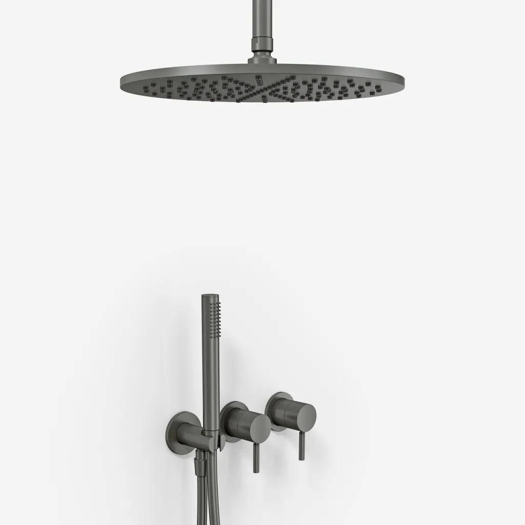 Semplice SBR801 S10 - Duschset, Ø30 cm, Decke, PVD Matt Gun Metal