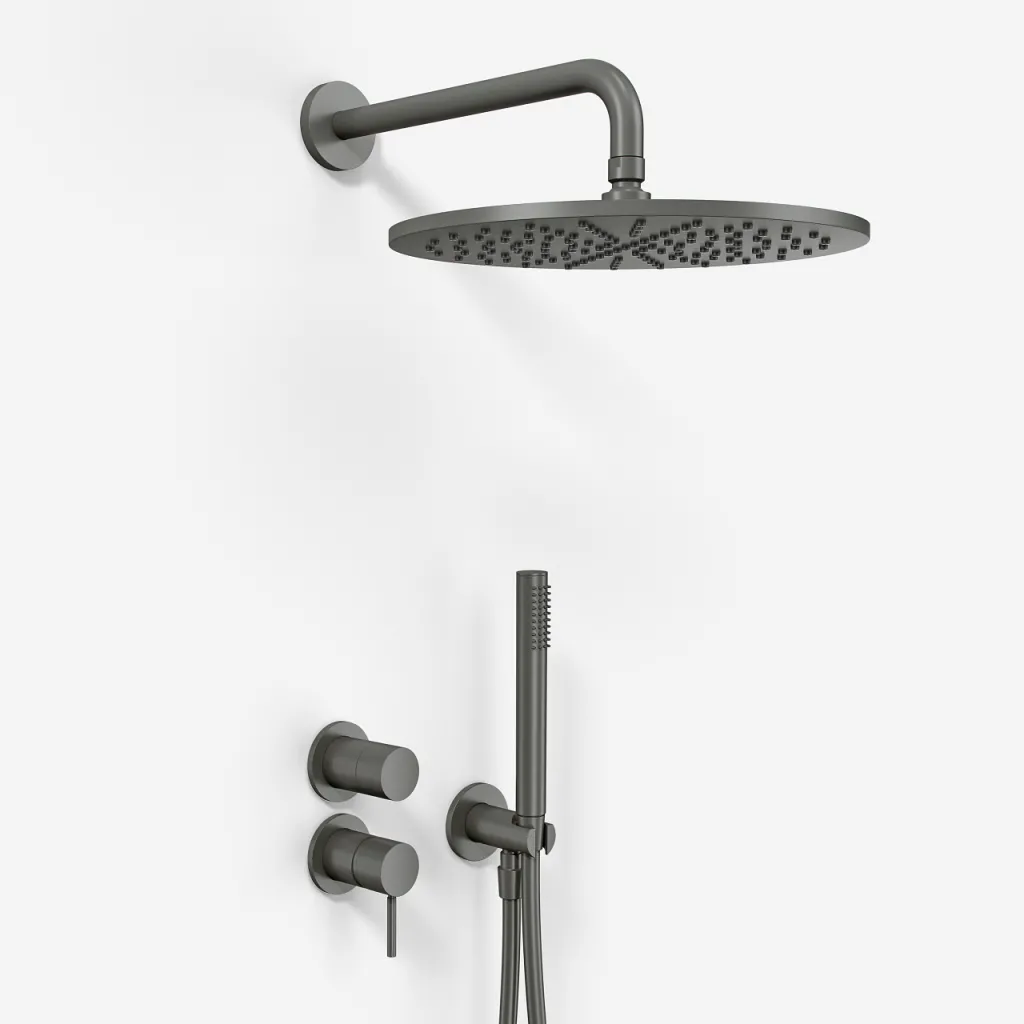 Semplice SBR901 S07 - Duschset Rain DeLuxe Ø30, Wand, PVD Matt Gun Metal