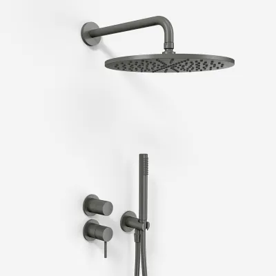 Semplice SBR901 S07 - Duschset Rain DeLuxe Ø30, Wand, PVD Matt Gun Metal
