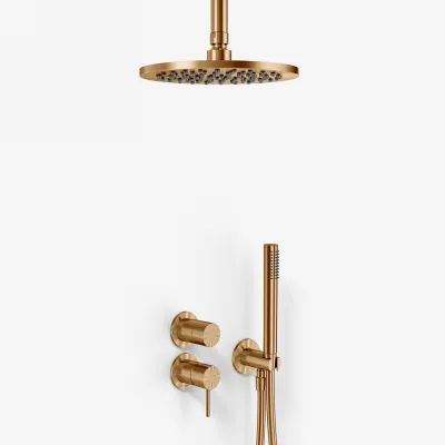 Semplice SBR901 S08 - Duschset, Ø20 cm, Decke, PVD gebürstetes Kupfer