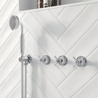 Hassel&Teudt HBR704 S01 - Duschset mit Ø21 cm. Rain DeLuxe mit EasyClean, Wand, Chrom 
