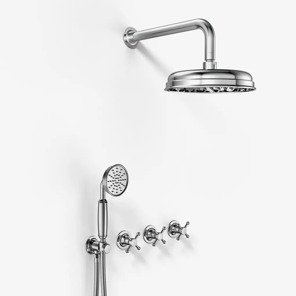 Hassel&Teudt HBR704 S01 - Duschset mit Ø21 cm. Rain DeLuxe mit EasyClean, Wand, Chrom 
