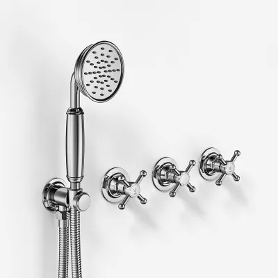 Hassel&Teudt HBR704 S03 - Duschset mit Ø31 cm. Rain DeLuxe mit EasyClean, Wand, Chrom