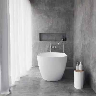 Pulcher Nomo 150 - Slim-Design Badewanne 150x75, Massiv Mattweiß SolidTec®