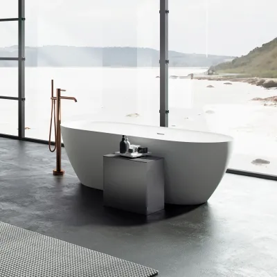 Pulcher Nomo 170 - Slim-Design-Badewanne 170x80, Massiv Mattweiß SolidTec®