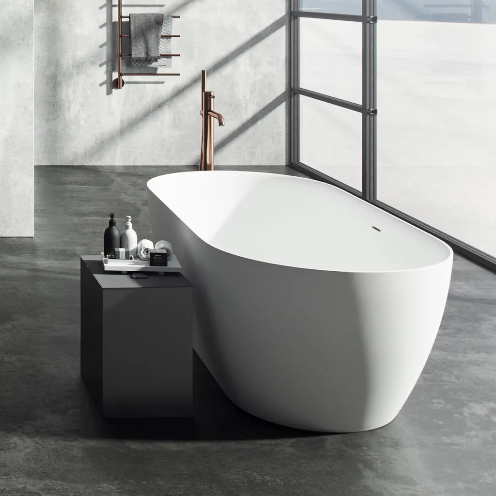 Pulcher Nomo 170 - Slim-Design-Badewanne 170x80, Massiv Mattweiß SolidTec®