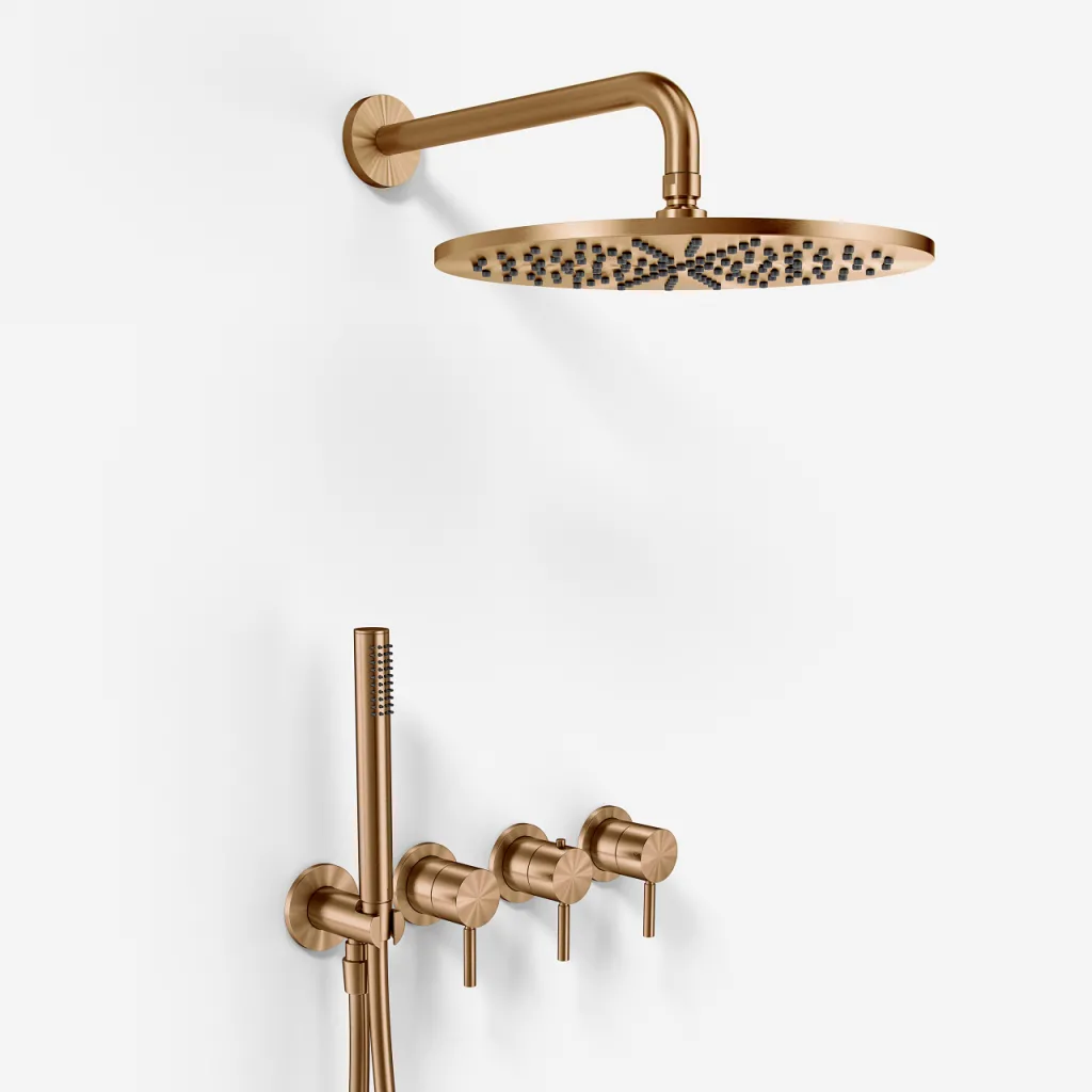 Semplice STB801 S07 - Rain DeLux SmartTerm Ø30 cm EasyClean, Wand, PVD gebürstetes Kupfer