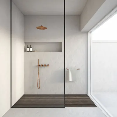 Semplice STB801 S07 - Rain DeLux SmartTerm Ø30 cm EasyClean, Wand, PVD gebürstetes Kupfer