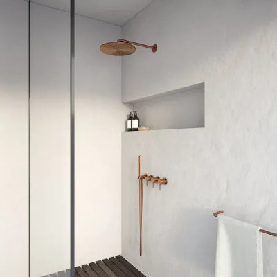 Semplice STB801 S07 - Rain DeLux SmartTerm Ø30 cm EasyClean, Wand, PVD gebürstetes Kupfer