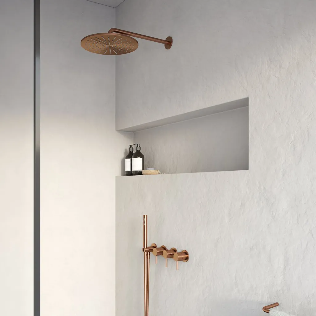 Semplice STB801 S07 - Rain DeLux SmartTerm Ø30 cm EasyClean, Wand, PVD gebürstetes Kupfer