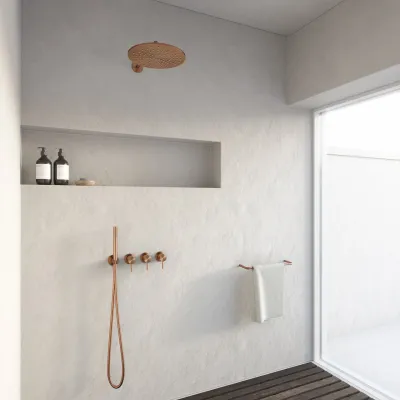 Semplice STB801 S07 - Rain DeLux SmartTerm Ø30 cm EasyClean, Wand, PVD gebürstetes Kupfer