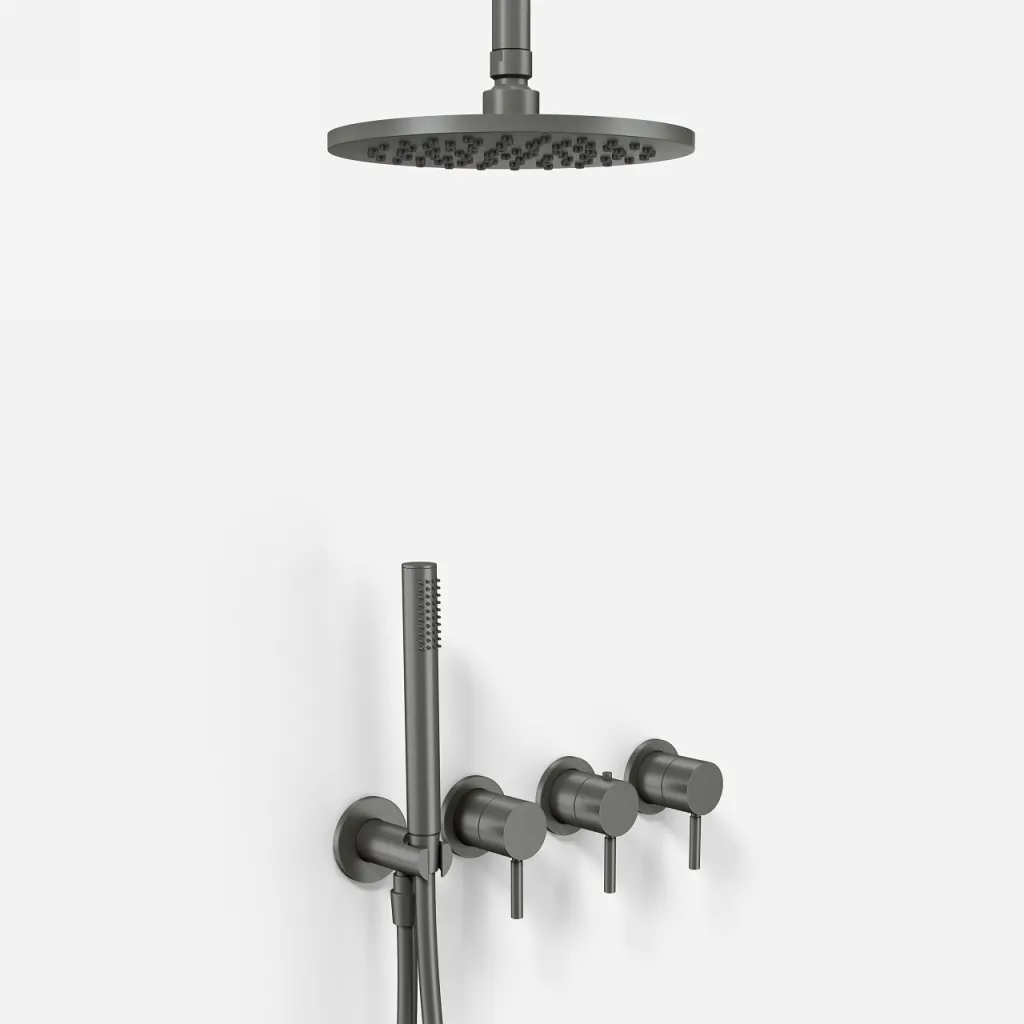 Semplice STB801 S08 -  Rain DeLux SmartTerm Ø20 cm EasyClean, Decke, PVD Matt Gun Metal