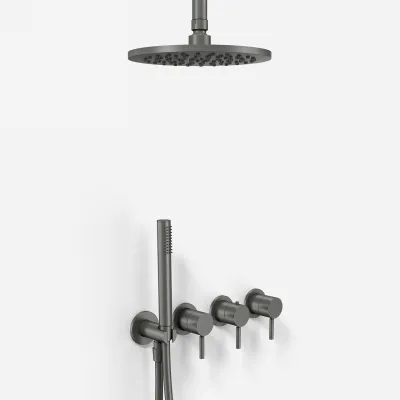 Semplice STB801 S08 -  Rain DeLux SmartTerm Ø20 cm EasyClean, Decke, PVD Matt Gun Metal