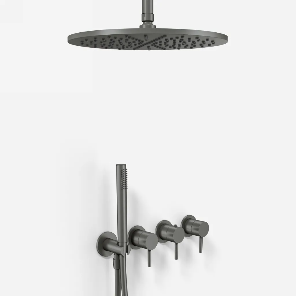 Semplice STB801 S10 - Rain DeLux SmartTerm Ø30 cm EasyClean, Decke, PVD Matt Gun Metal