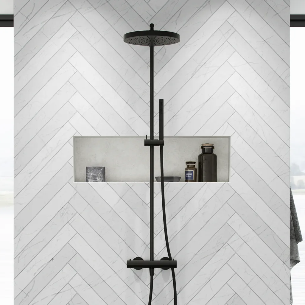Semplice SRL10 S02 - Thermostatset, XXL Rain DeLux Ø28 mit EasyClean, Mattschwarz