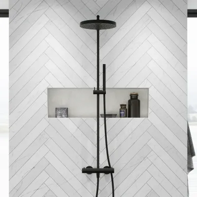 Semplice SRL10 S02 - Thermostatset, XXL Rain DeLux Ø28 mit EasyClean, Mattschwarz