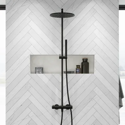 Semplice SRL10 S03 - Semplice SRL10 S03 - Thermostatset, Rain DeLuxe RHB30, Ø30 cm., Mattschwarz