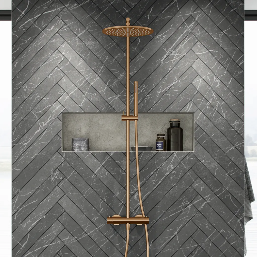 Semplice SRL10 S03 - Thermostatset, Rain DeLuxe RHB30, Ø30 cm, PVD gebürstetes Kupfer