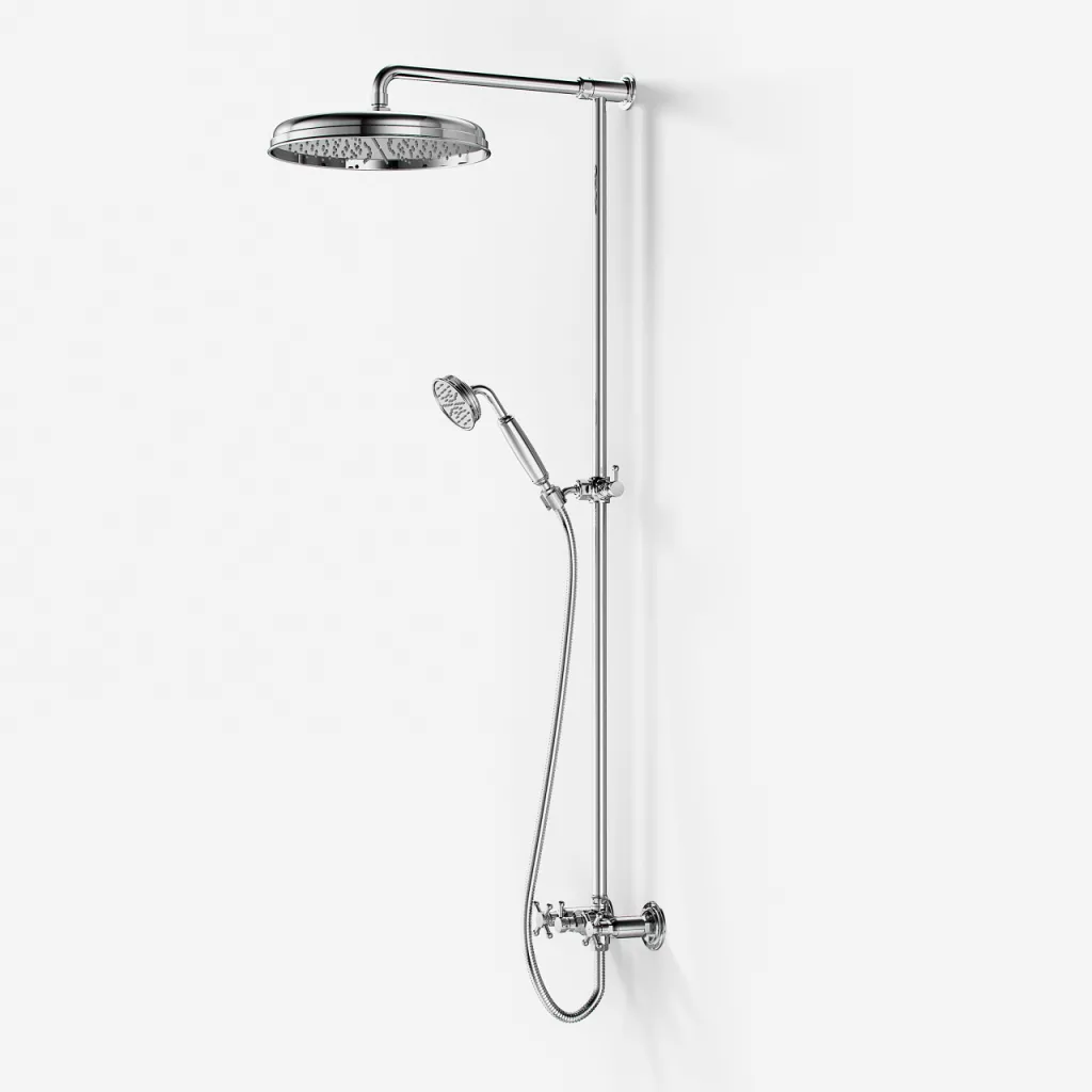 Hassel&Teudt HBR800 S02 - Duschstangenset mit Ø31 cm. Rain DeLuxe mit EasyClean, Chrom