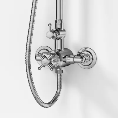 Hassel&Teudt HBT900 S02 - SmartTerm Duschstangen-Set mit Ø31 cm. Rain DeLuxe mit EasyClean, Chrom