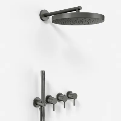 Semplice STB801 S02 - XXL Rain DeLux Ø28 cm, SmartTerm Wall, PVD Matt Gun Metal