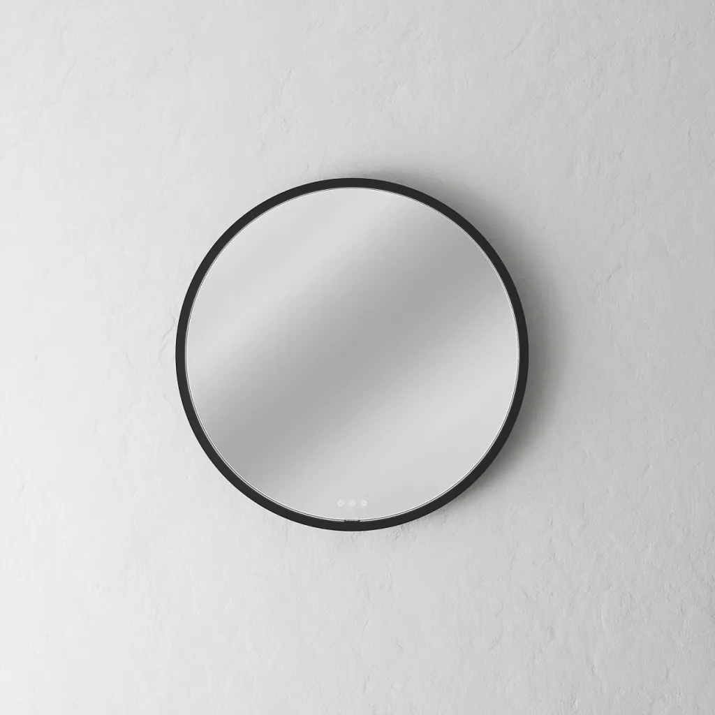 Pulcher Mood 1 PM1-060 - Ø60 cm Beschlagfreier Spiegel mit Licht und Lichtsteuerung, Mattschwarz