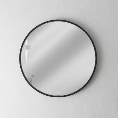 Pulcher Mood 1 PM1-080 - Ø80 cm Beschlagfreier Spiegel mit Licht und Lichtsteuerung, Mattschwarz