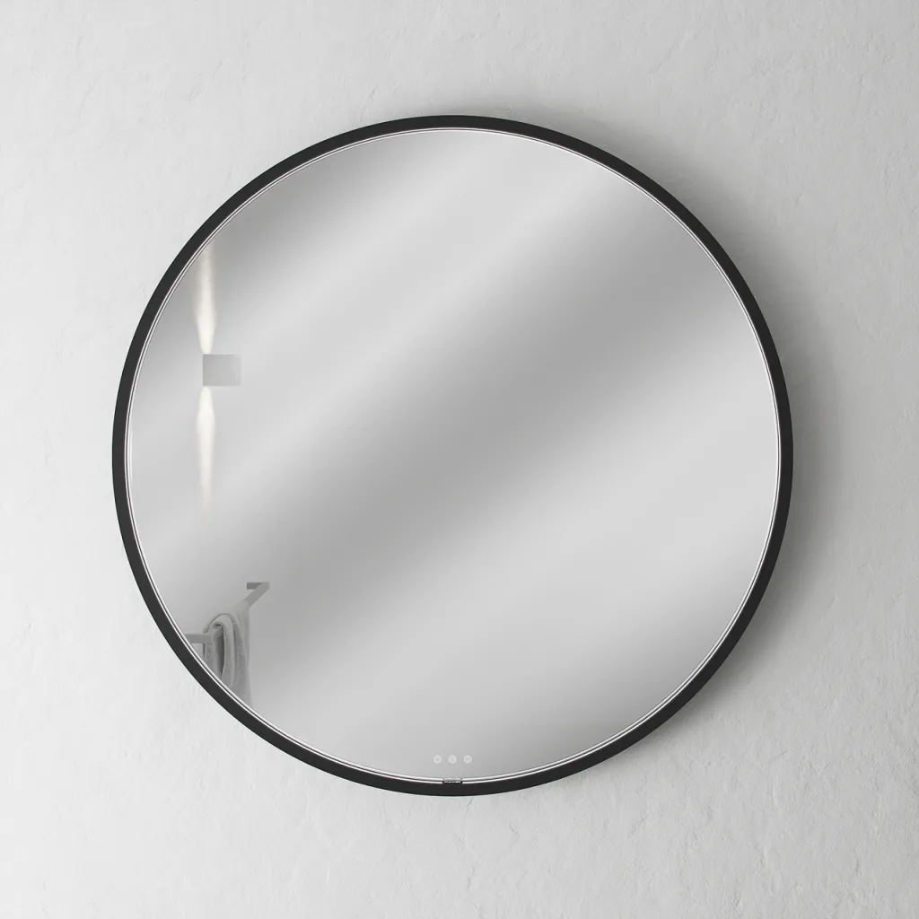 Pulcher Mood 1 PM1-090 - Ø90 cm Beschlagfreier Spiegel mit Licht und Lichtsteuerung, Mattschwarz 