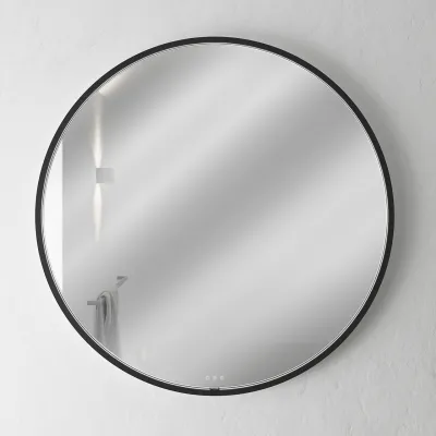 Pulcher Mood 1 PM1-100 - Ø100 cm Beschlagfreier Spiegel mit Licht und Lichtsteuerung, Mattschwarz 