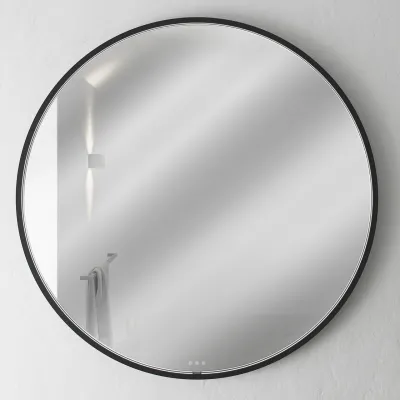 Pulcher Mood 1 PM1-110 - Ø110 cm Beschlagfreier Spiegel mit Licht und Lichtsteuerung, Mattschwarz 