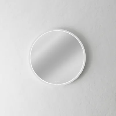 Pulcher Mood 1 PM1-060 - Ø60 cm. Beschlagfreier Spiegel mit Licht und Lichtregulierung, mattweißer Rahmen