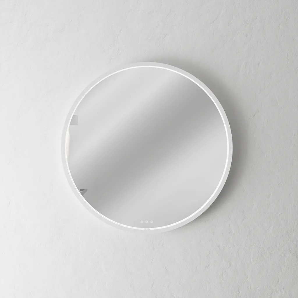 Pulcher Mood 1 PM1-070 - Ø70 cm. Beschlagfreier Spiegel mit Licht und Lichtsteuerung, Mattweiß