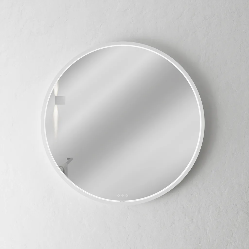 Pulcher Mood 1 PM1-080 - Ø80 cm Beschlagfreier Spiegel mit Licht und Lichtsteuerung, Mattweiß 