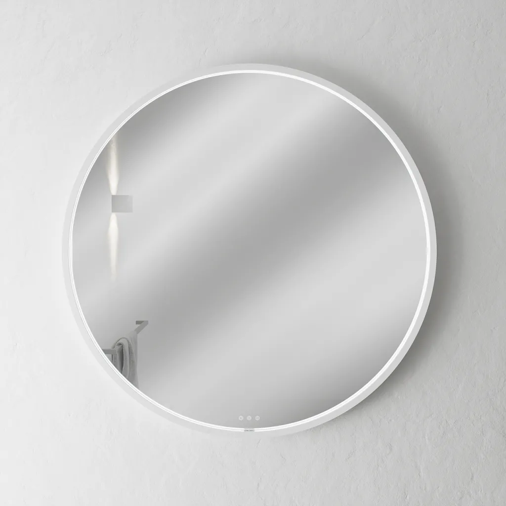 Pulcher Mood 1 PM1-090 - Ø90 cm. Beschlagfreier Spiegel mit Licht und Lichtsteuerung, Mattweiß 
