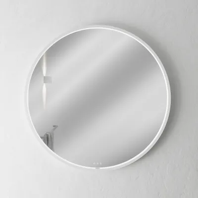 Pulcher Mood 1 PM1-090 - Ø90 cm. Beschlagfreier Spiegel mit Licht und Lichtsteuerung, Mattweiß 