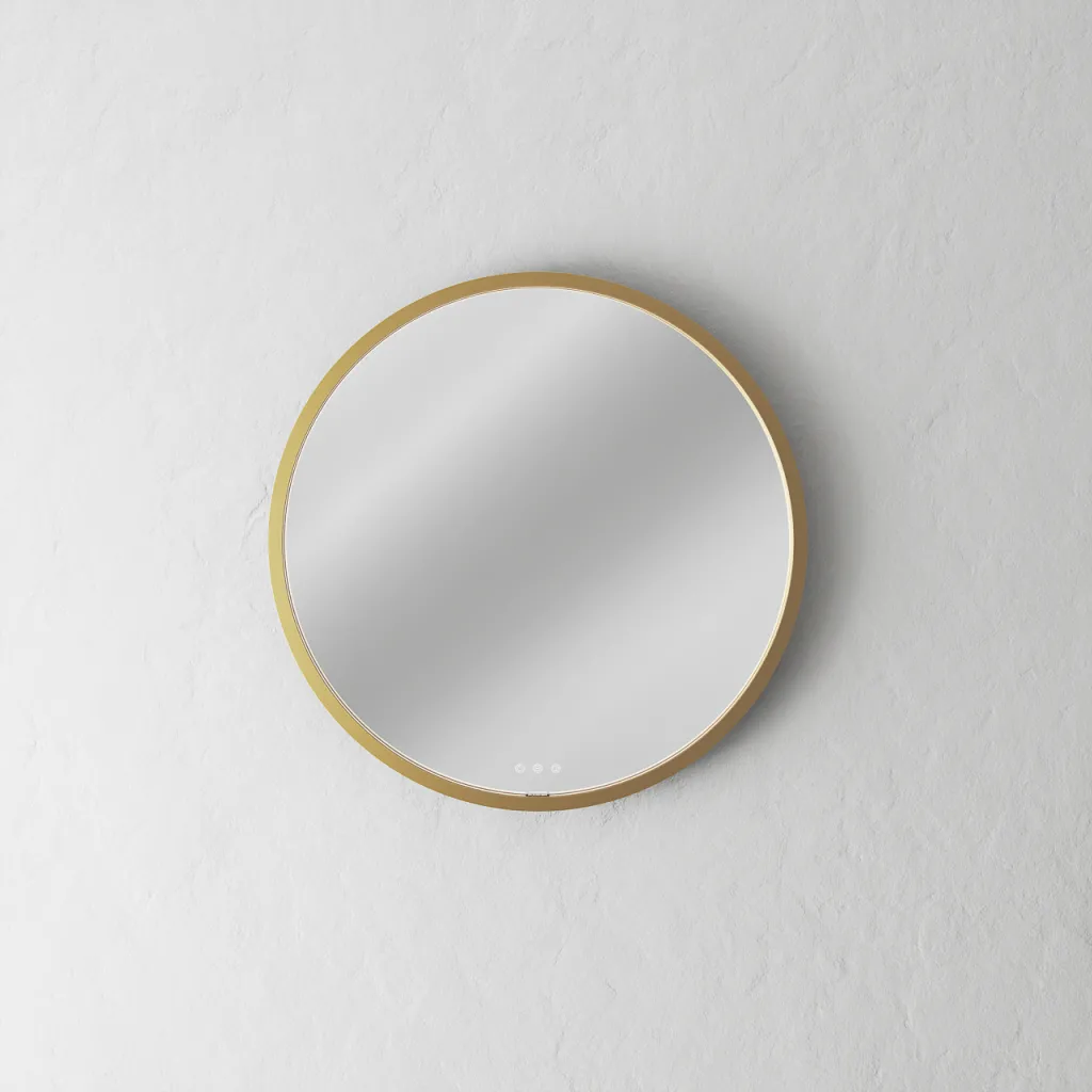 Pulcher Mood 1 PM1-060 - Ø60 cm Beschlagfreier Spiegel mit Licht und Lichtsteuerung, Gebürstetes Messing