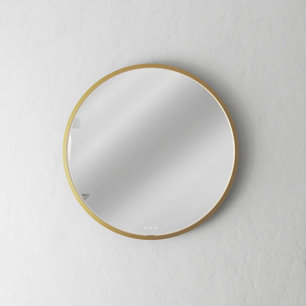 Pulcher Mood 1 PM1-070 - Ø70 cm Beschlagfreier Spiegel mit Licht und Lichtsteuerung, Gebürstetes Messing