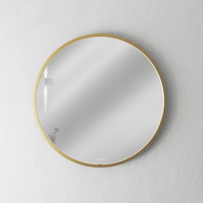 Pulcher Mood 1 PM1-080 - Ø80 cm Beschlagfreier Spiegel mit Licht und Lichtsteuerung, Gebürstetes Messing