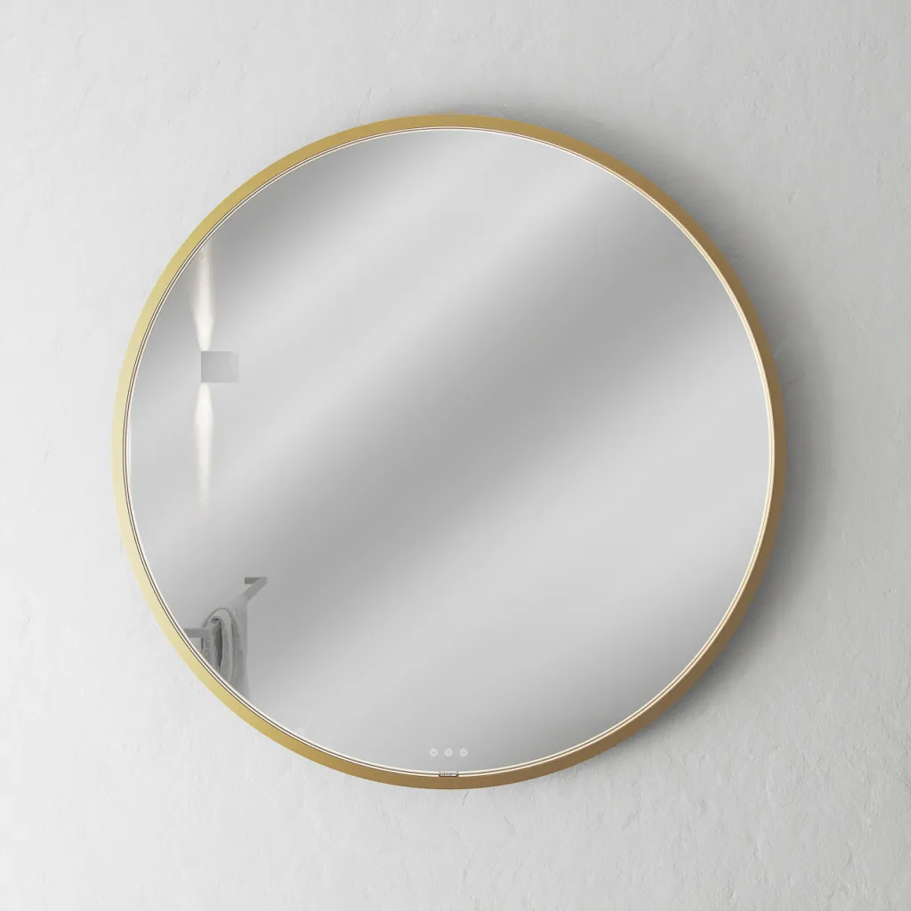 Pulcher Mood 1 PM1-090 - Ø90 cm Beschlagfreier Spiegel mit Licht und Lichtsteuerung, Gebürstetes Messing