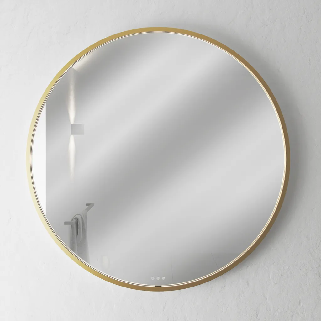 Pulcher Mood 1 PM1-100 - Ø100 cm Beschlagfreier Spiegel mit Licht und Lichtsteuerung, Gebürstetes Messing