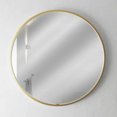 Pulcher Mood 1 PM1-100 - Ø100 cm Beschlagfreier Spiegel mit Licht und Lichtsteuerung, Gebürstetes Messing