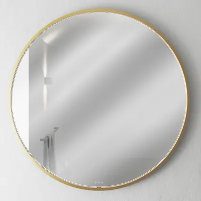 Pulcher Mood 1 PM1-110 - Ø110 cm Beschlagfreier Spiegel mit Licht und Lichtsteuerung, Gebürstetes Messing