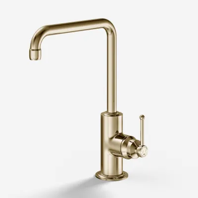 Hassel&Teudt HKV102 - Küchenarmatur mit schwenkbarem 200-mm-Auslauf, poliertes Messing, Natur