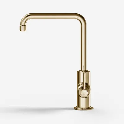 Hassel&Teudt HKV102 - Küchenarmatur mit schwenkbarem 200-mm-Auslauf, poliertes Messing, Natur