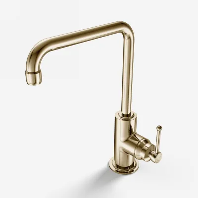 Hassel&Teudt HKV102 - Küchenarmatur mit schwenkbarem 200-mm-Auslauf, poliertes Messing, Natur