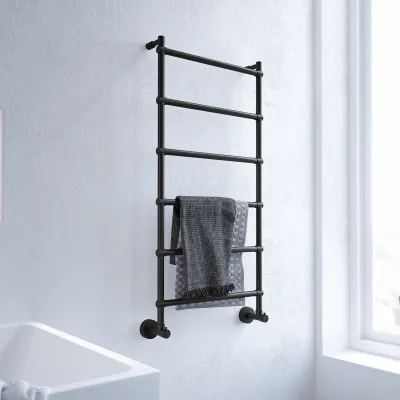 Vetro DeLuxe 442/6 - Handtuchwärmer auf Wasserbasis, Mattschwarz